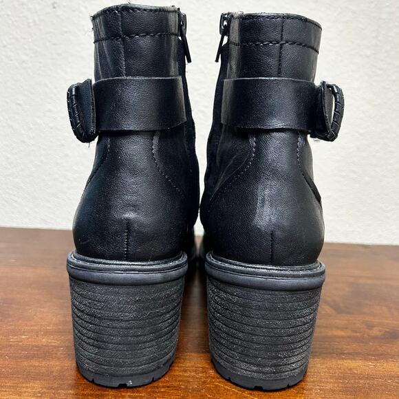 Zodiac Boots Size 9 Gemma Side Zip Chic Cool Leather Buckle Goth Emo Lug Sole - Picture 5 of 11